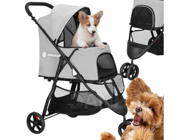 Přepravní kočárek pro zvířata do 15 kg - černo-šedý