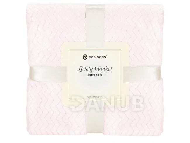 Oboustranná plyšová deka 160x200cm - cik cak - pudrová růžová