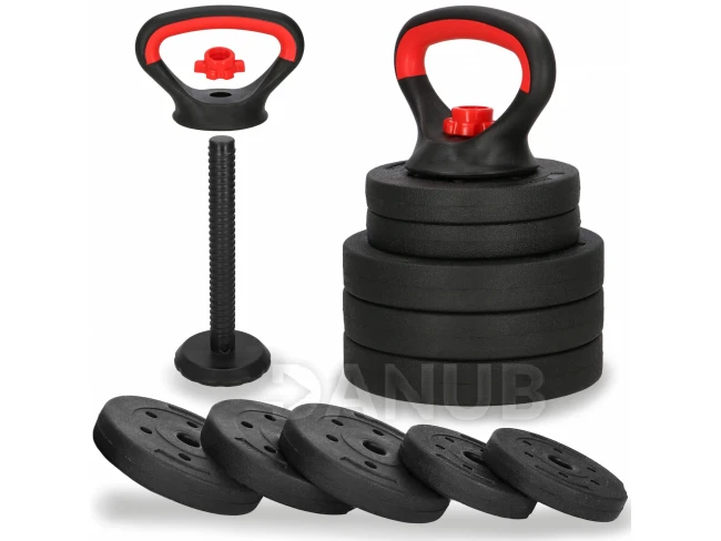 Kettlebell s nastavitelnou nosností 10 kg, sada 5 kotoučů