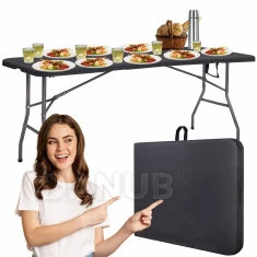 Skládací cateringový stůl - 180 cm - černý