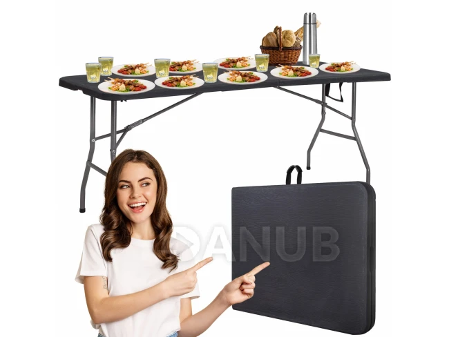 Skládací cateringový stůl - 180 cm - černý