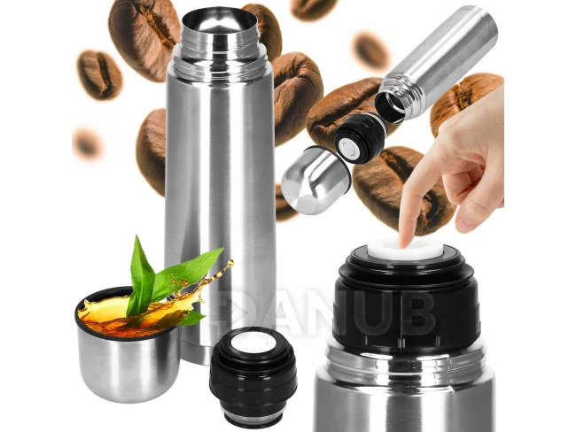 Nerezová termoska na kávu a čaj - stříbrná - 750 ml