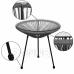 Zahradní ratanový stůl se sklem - 50 cm - černo-šedý