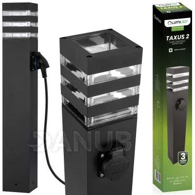 Zahradní LED lampa - sloupek - E27 - se zásuvkou TAXUS 2 - 60 cm - LUMILED