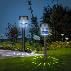Zápichová solární lampa - 1 bílá LED - 7,5 x 7,5 x 40 cm