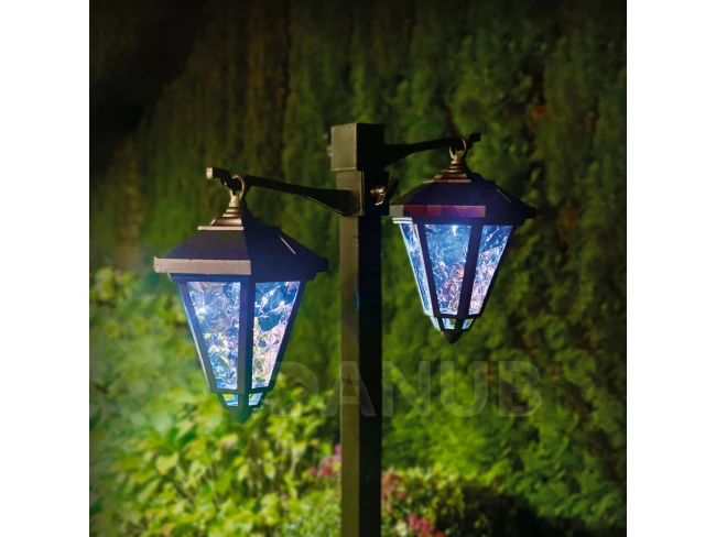 LED solární lampa - svícen - 137 cm - černý - studená bílá