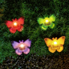 Zapichovací solární LED - motýli - barevné, černé - plast - 9 x 9 x 8,5 cm