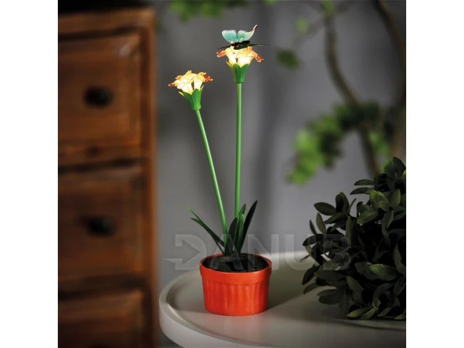 Barevné solární květiny - 8 x 8 x 32 cm - 10 teplých bílých LED - červená