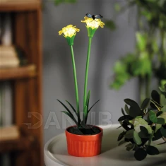 Barevné solární květiny - 8 x 8 x 32 cm - 10 teplých bílých LED - žlutá