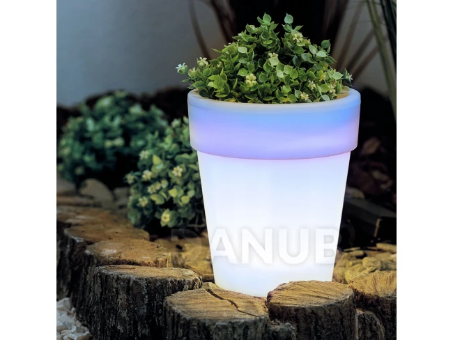 Solární květináč - 4 studené bílé LED - 16,5 x 19 cm