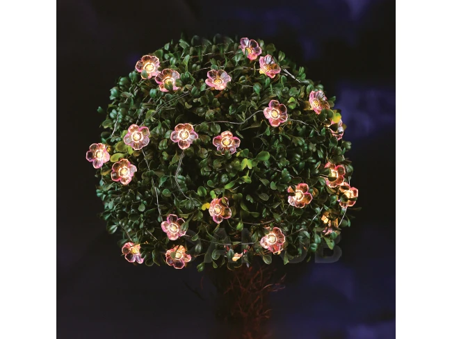 Solární světelný řetěz - květ - 2,4 m - 25 teplých bílých LED