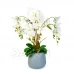 Umělá rostlina dekorace - orchidej - bílá - 83 cm