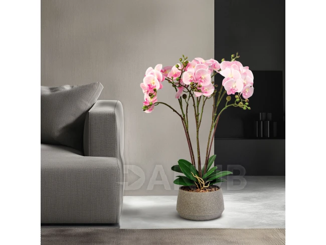 Umělá rostlina dekorace - orchidej - růžová - 58 cm