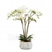 Umělá rostlina dekorace - orchidej - bílá - 58 cm