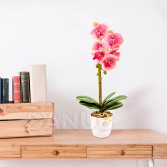 Umělá rostlina dekorace - orchidej - růžová - 42 cm