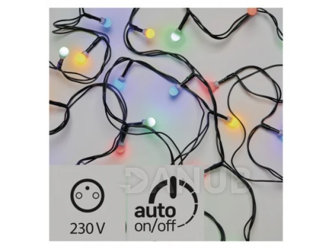 LED vánoční cherry řetěz - kuličky, 20m, multicolor, čas. LED vánoční cherry řetěz - kuličky, 20m, multicolor, čas.