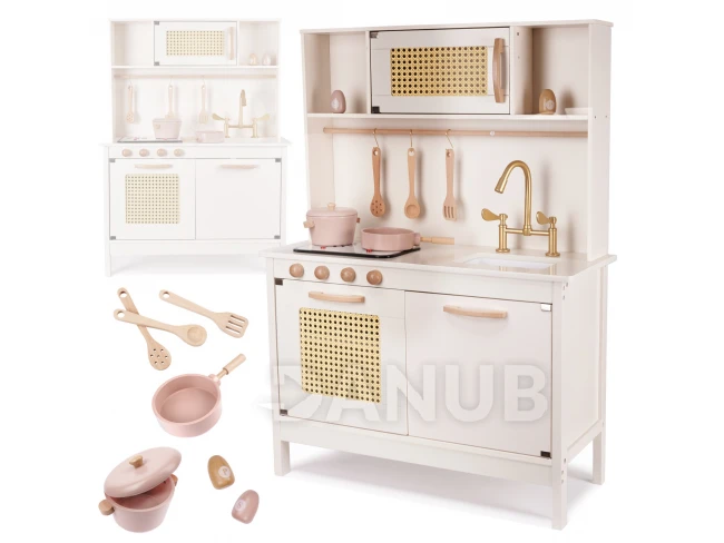 Dětská dřevěná retro kuchyňka z MDF s doplňky BOHO