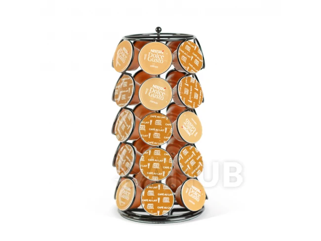 Kovový držák na kávové kapsle – na 35 kapslí Dolce Gusto – 165 x 165 x 320 mm – černý