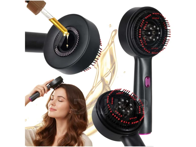 Elektrický masážní kartáč na pokožku hlavy + USB - černá