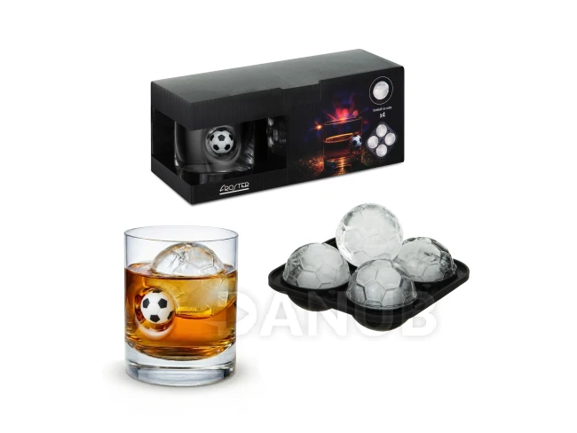 Fanouškovská sada - sklenice na whisky s míčem a forma na led ve tvaru míče