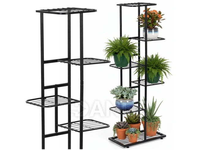Kovový stojan na rostliny se 6 policemi - 106 cm - černý