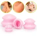 Čínské bankovní vaničky, gumové, pro masáž, sada 4 kusů, proti celulitidě, růžové