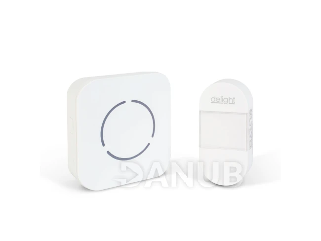 Digitální bezbateriový a bezdrátový zvonek – Kinetický – bílý – modrá LED