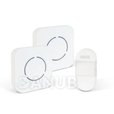 Digitální bezbateriový a bezdrátový zvonek – Kinetický – 2 vnitřní jednotky – bílý – modrá LED