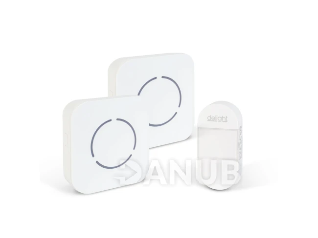 Digitální bezbateriový a bezdrátový zvonek – Kinetický – 2 vnitřní jednotky – bílý – modrá LED