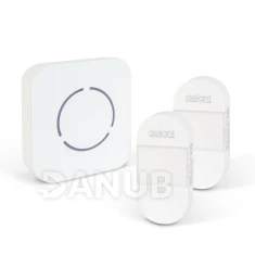 Digitální bezbateriový a bezdrátový zvonek – Kinetický – 2 venkovní jednotky – bílý – modrá LED