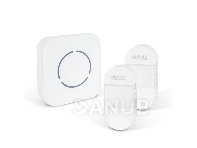 Digitální bezbateriový a bezdrátový zvonek – Kinetický – 2 venkovní jednotky – bílý – modrá LED