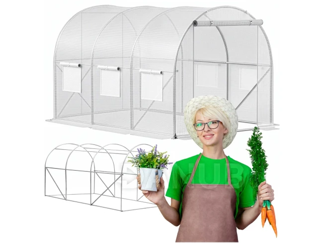 Fóliový zahradní skleník UV4 - 140g/m2 - 3x2x2 m - průhledná bílá/zelená
