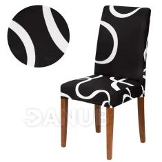 Návlek na židli univerzální - bílá na černé