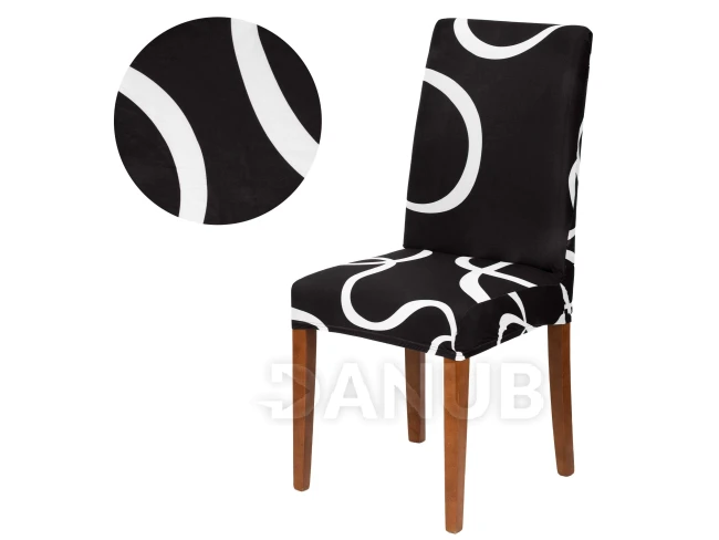 Návlek na židli univerzální - bílá na černé