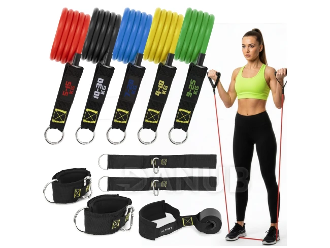 Fitness odporové pryže na cvičení - sada 5 ks - barevné