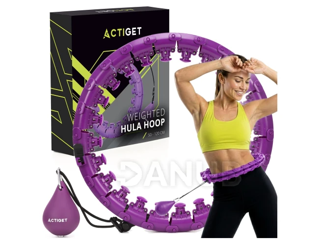 Hula hoop se závažím a výstupky - 24 skládacích prvků - fialový