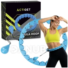 Hula hoop se závažím a výstupky - 24 skládacích prvků - modrý