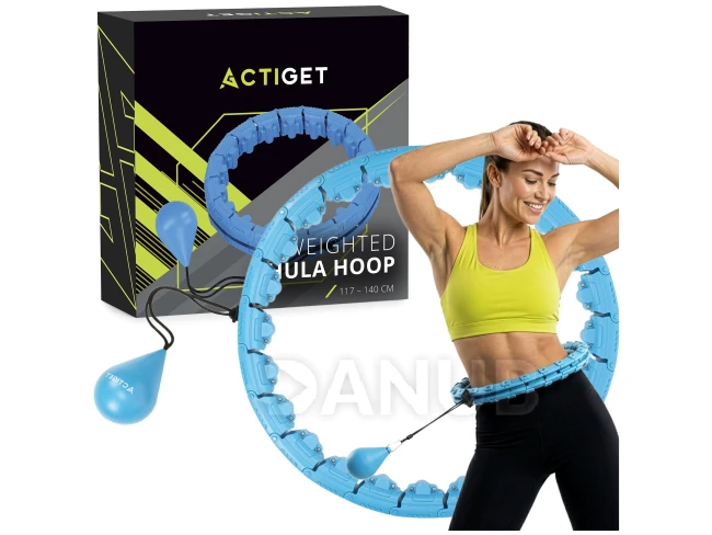 Hula hoop se závažím a výstupky - 24 skládacích prvků - modrý