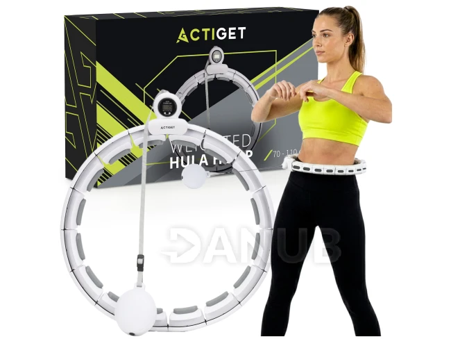 Hula hoop se závažím - 16 skládacích prvků - bílo-šedý