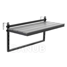 Balkonový skládací stolek - 80x37 cm - závěsný na zábradlí - černý