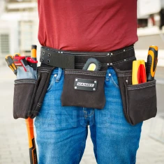 Profesionální kožený pásek na nářadí – 7 kapes, 1 držák na kladivo, 4 držáky na tužky