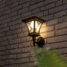 LED solární svítidlo – nástěnné – 21 x 21 cm – 8 LED – černé – teplá bílá