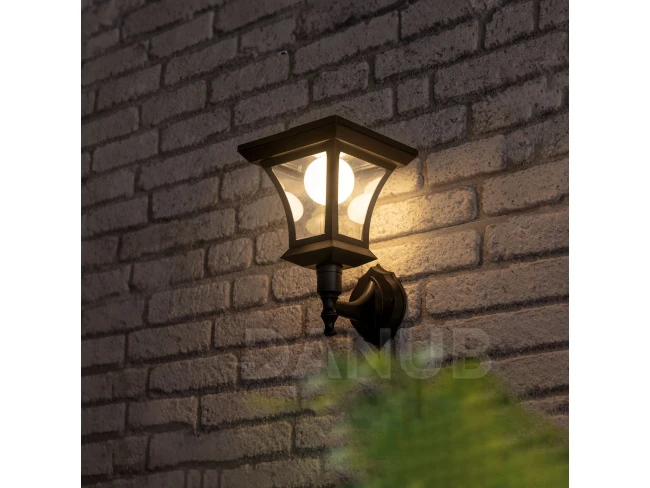 LED solární svítidlo – nástěnné – 21 x 21 cm – 8 LED – černé – teplá bílá