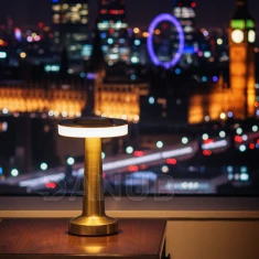 Stolní lampa - zlatá barva - nastavitelné barevné teploty, jas - akumulátorová - USB