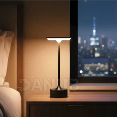 Stolní lampa - černý kov - nastavitelné barevné teploty, jas - akumulátorová - USB