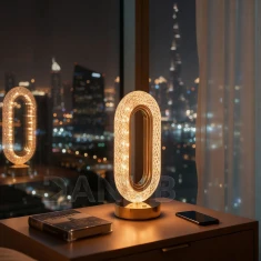 Stolní lampa - zlatá - nastavitelné barevné teploty, jas - akumulátorová - USB