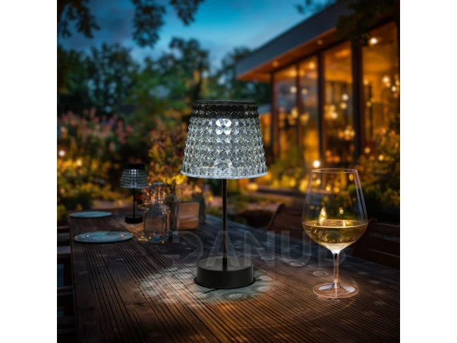 Solární stolní lampa – kouřová – studená bílá LED – plast – 26 x 12 cm Solární stolní lampa – kouřová – studená bílá LED – plast – 26 x 12 cm