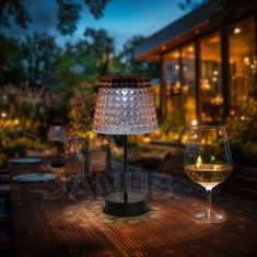 Solární stolní lampa – růžová – studená bílá LED – plast – 26 x 12 cm