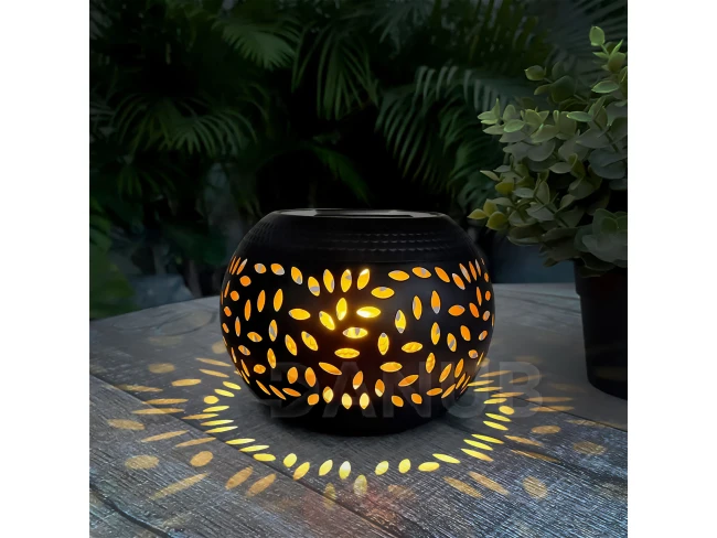 Solární dekorační lampa – s efektem plamene – 12 žlutých LED – 15 x 15 x 11 cm Solární dekorační lampa – s efektem plamene – 12 žlutých LED – 15 x 15 x 11 cm