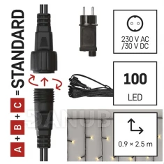 Startovací souprava pro spoj. řetězy Klasik – rampouchy, 2,5 m, venkovní, teplá bílá, časovač